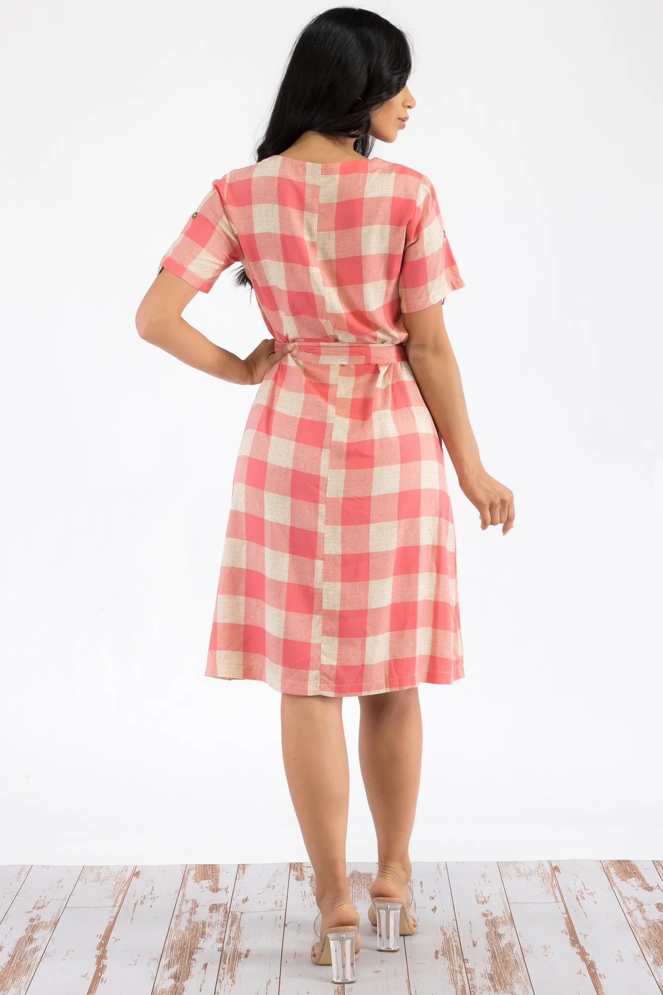 21314 - BUFFALO PLAID PRINT MIDI DRESS