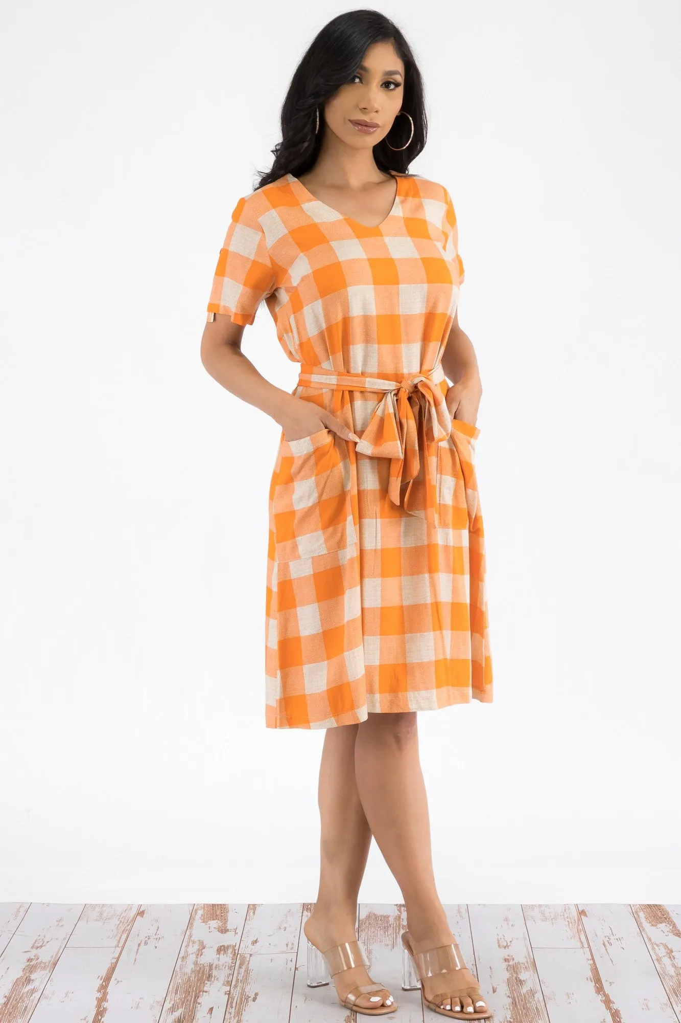 21314 - BUFFALO PLAID PRINT MIDI DRESS
