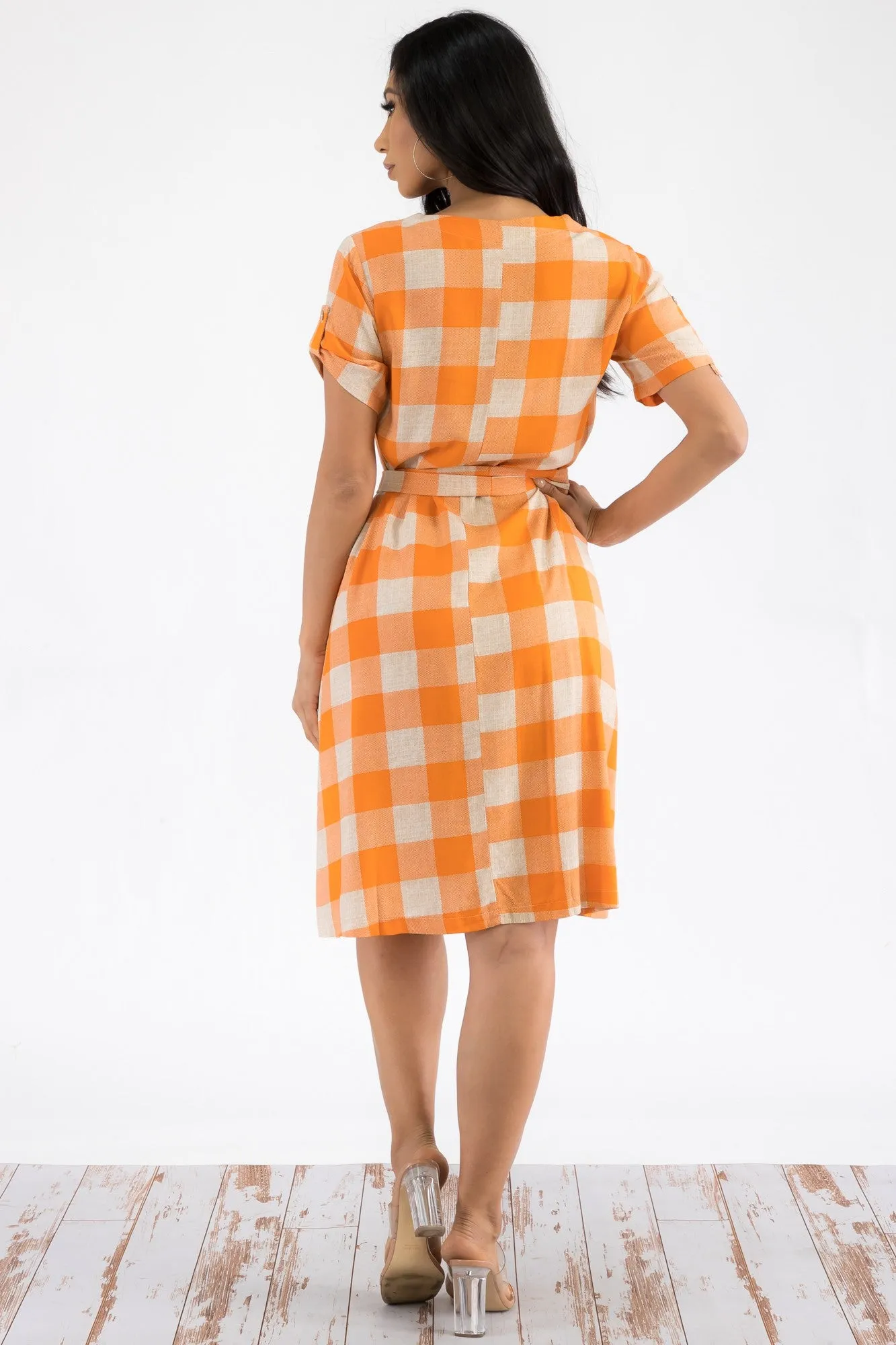 21314 - BUFFALO PLAID PRINT MIDI DRESS
