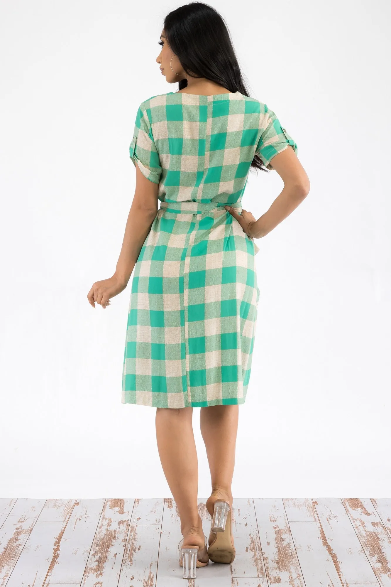 21314 - BUFFALO PLAID PRINT MIDI DRESS