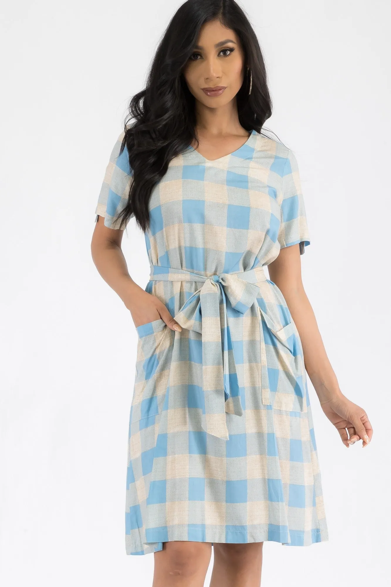 21314 - BUFFALO PLAID PRINT MIDI DRESS