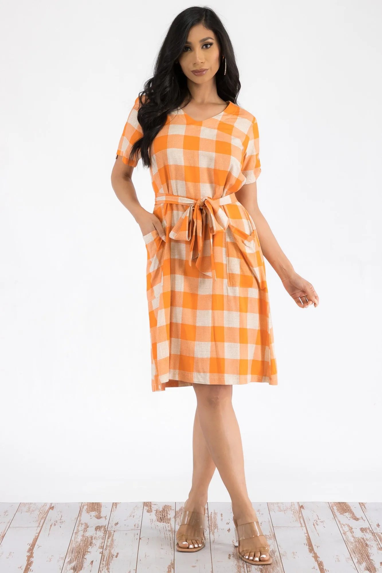 21314 - BUFFALO PLAID PRINT MIDI DRESS