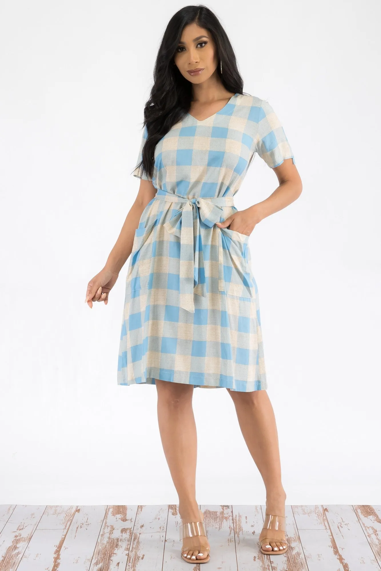 21314 - BUFFALO PLAID PRINT MIDI DRESS