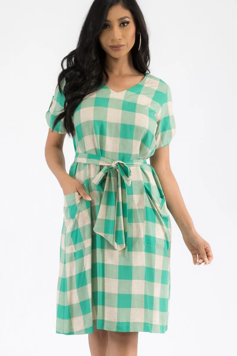 21314 - BUFFALO PLAID PRINT MIDI DRESS