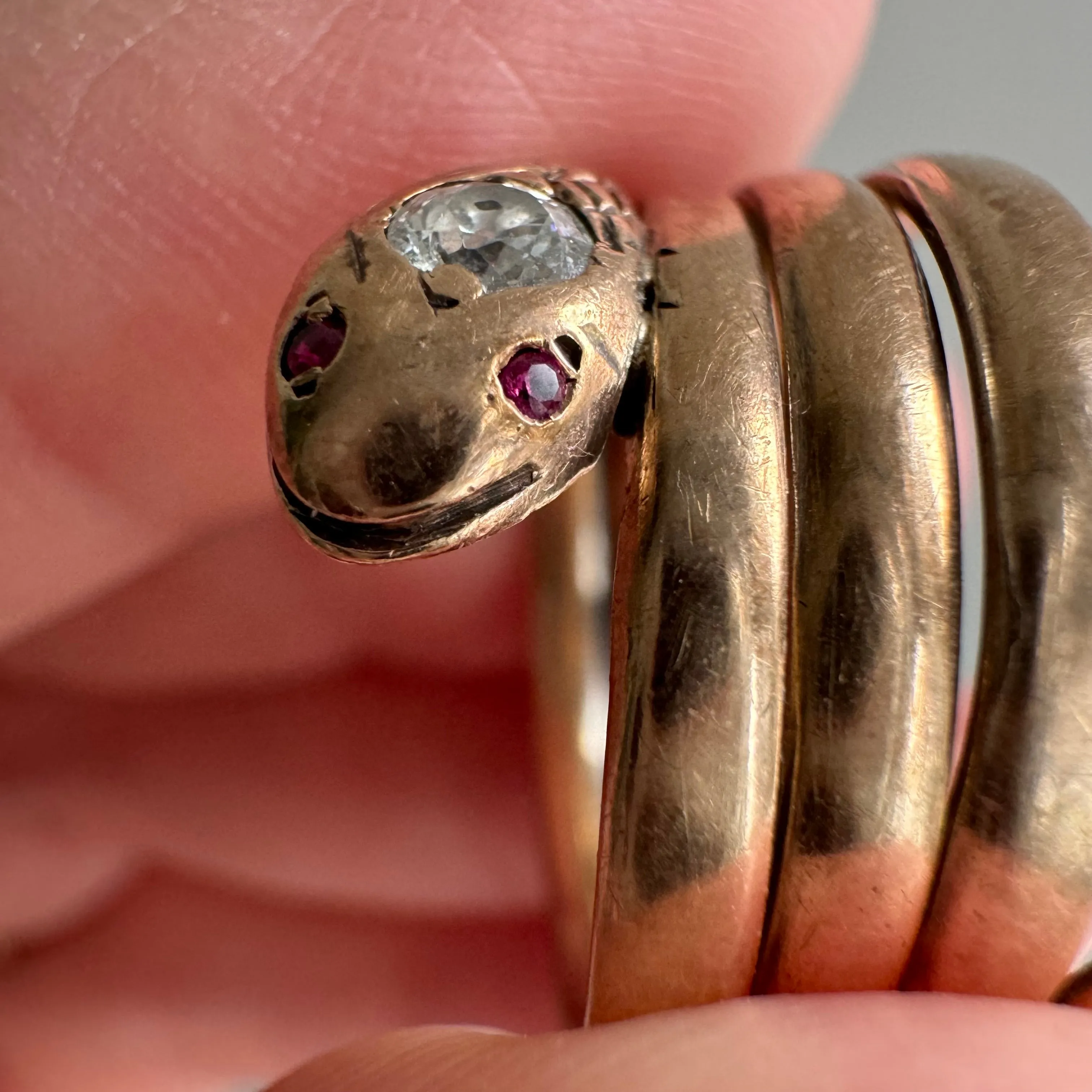 A N T I Q U E // wrap around friend / 10k rosy yellow gold snake ring / size 5-6-ish