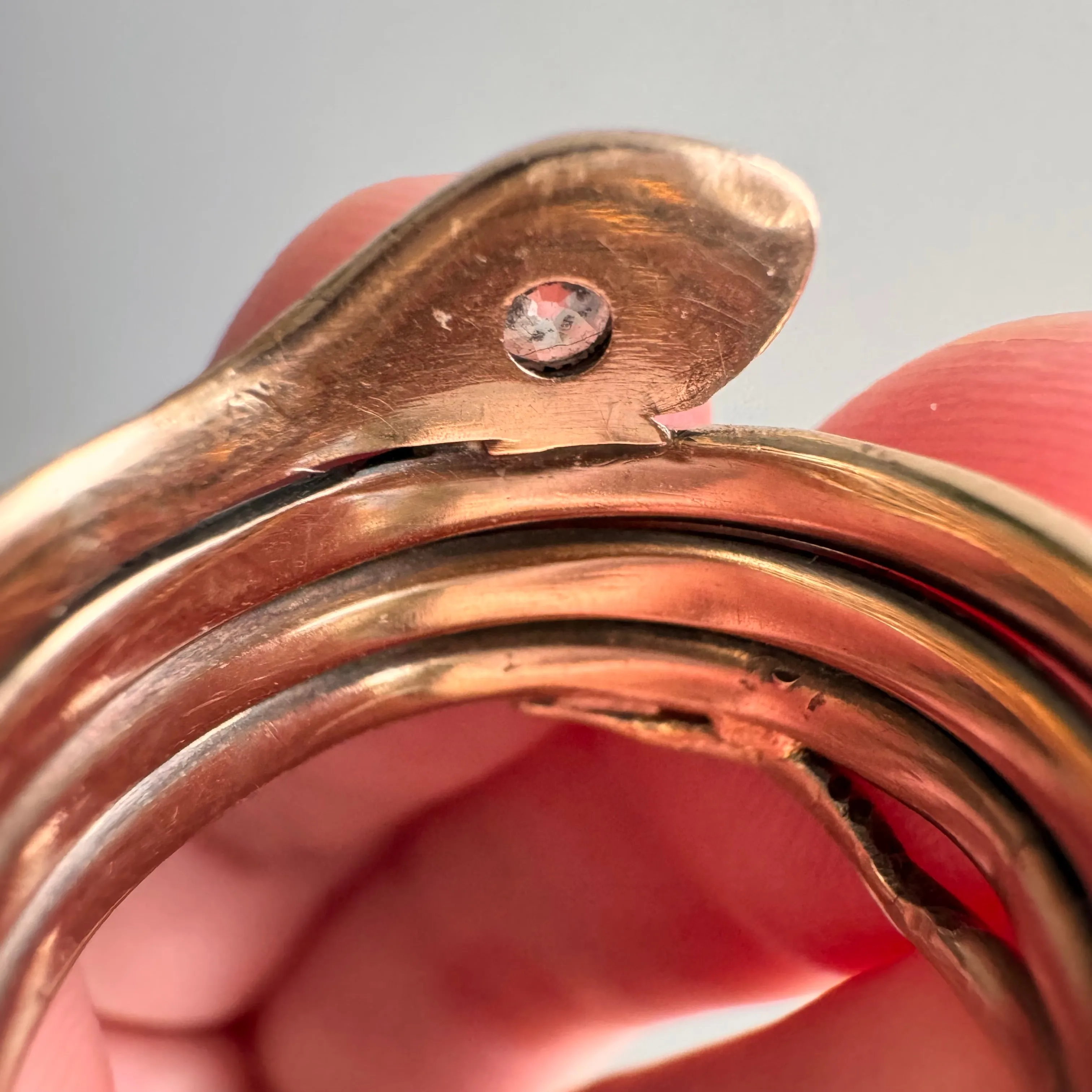A N T I Q U E // wrap around friend / 10k rosy yellow gold snake ring / size 5-6-ish
