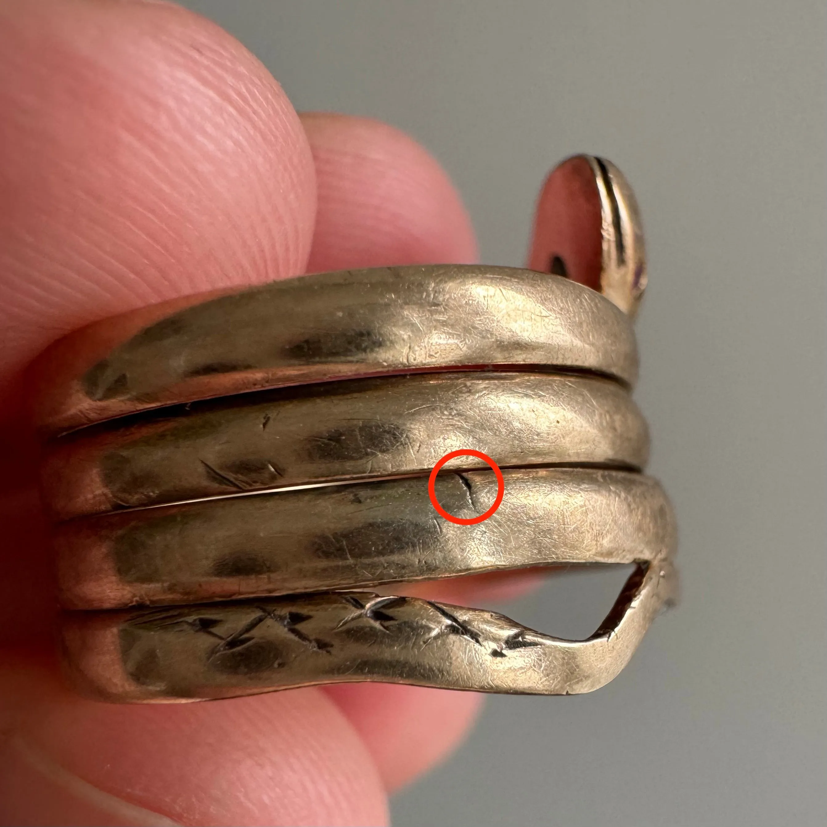 A N T I Q U E // wrap around friend / 10k rosy yellow gold snake ring / size 5-6-ish