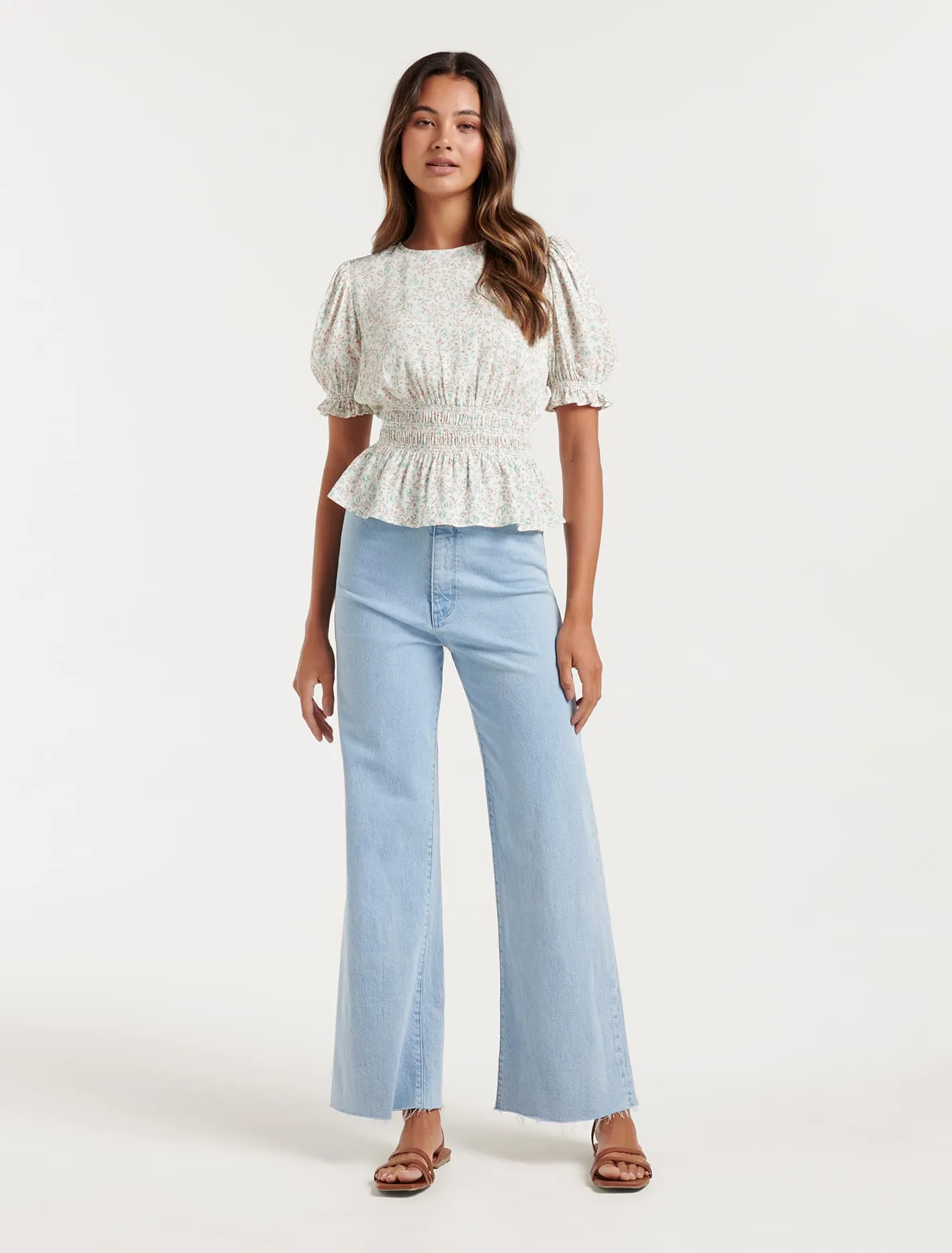 Alyssa Petite Shirred Waist Blouse