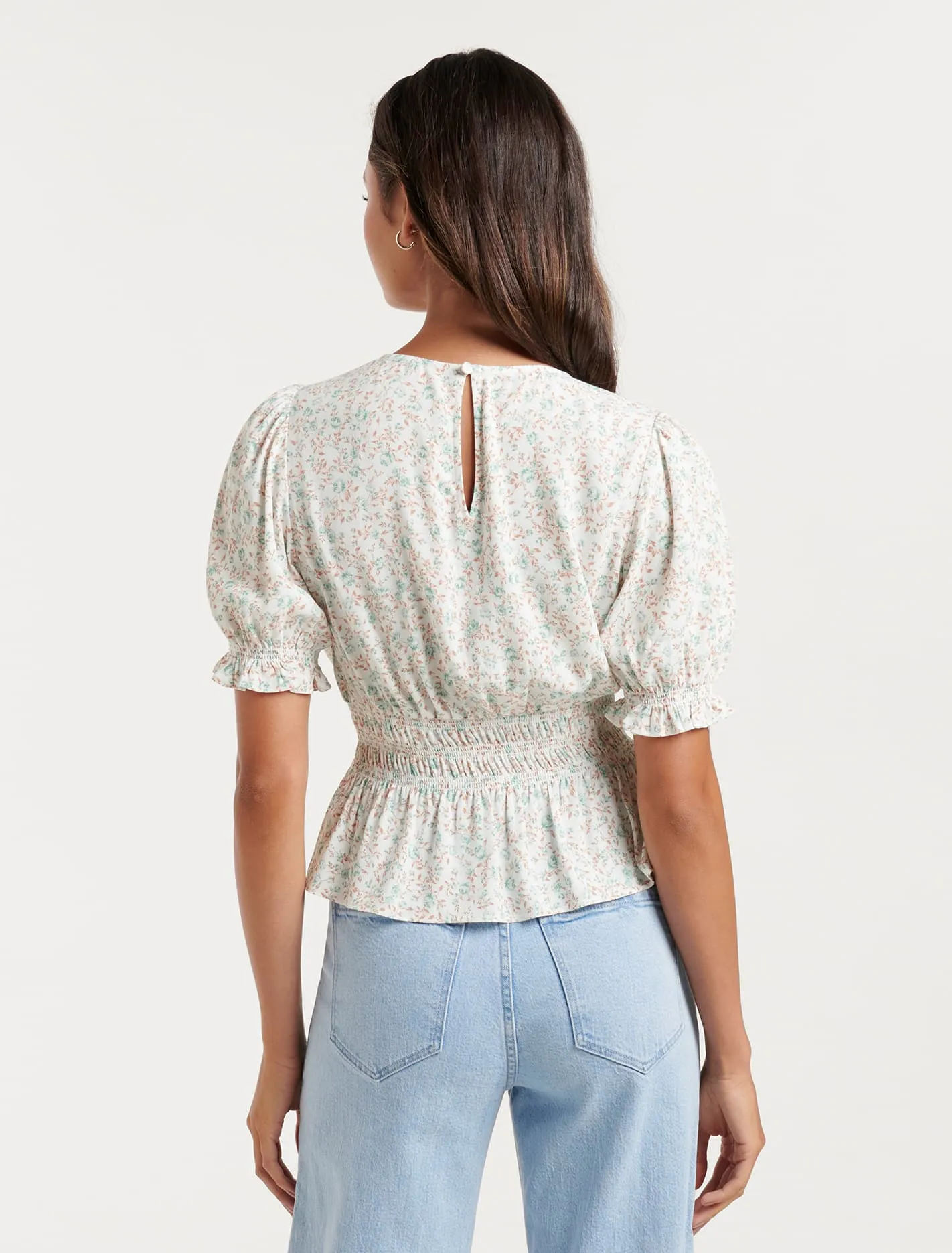 Alyssa Petite Shirred Waist Blouse