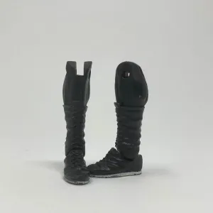 Black laced boots with white soles