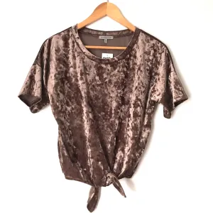 Charlotte Russe Crushed Velvet Tie Front Short Sleeve Top NWT- Size XS
