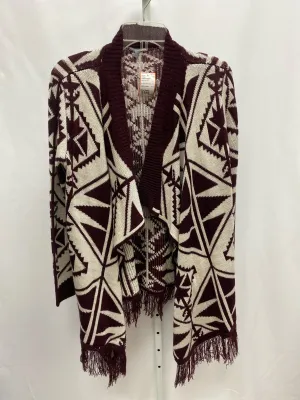 Charlotte Russe Size Small Burgundy Print Cardigan