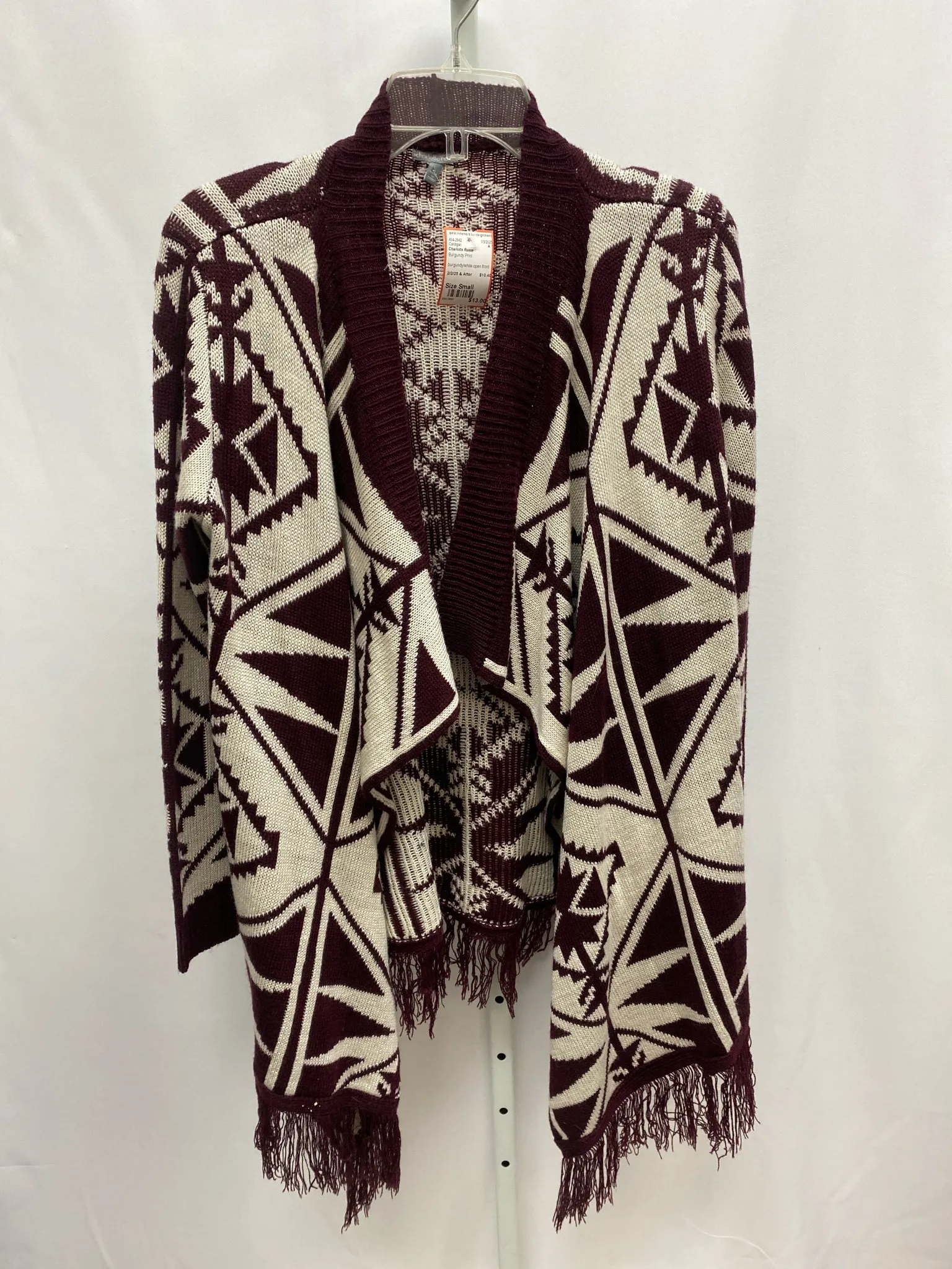 Charlotte Russe Size Small Burgundy Print Cardigan
