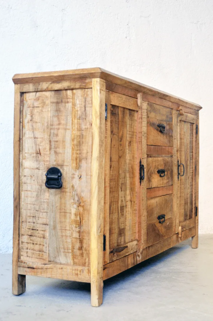 Credenza in Legno Massello Country Rustico - 3 cassetti 2 ante -BH171136-