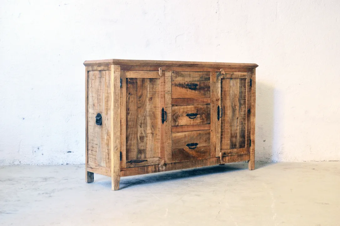 Credenza in Legno Massello Country Rustico - 3 cassetti 2 ante -BH171136-