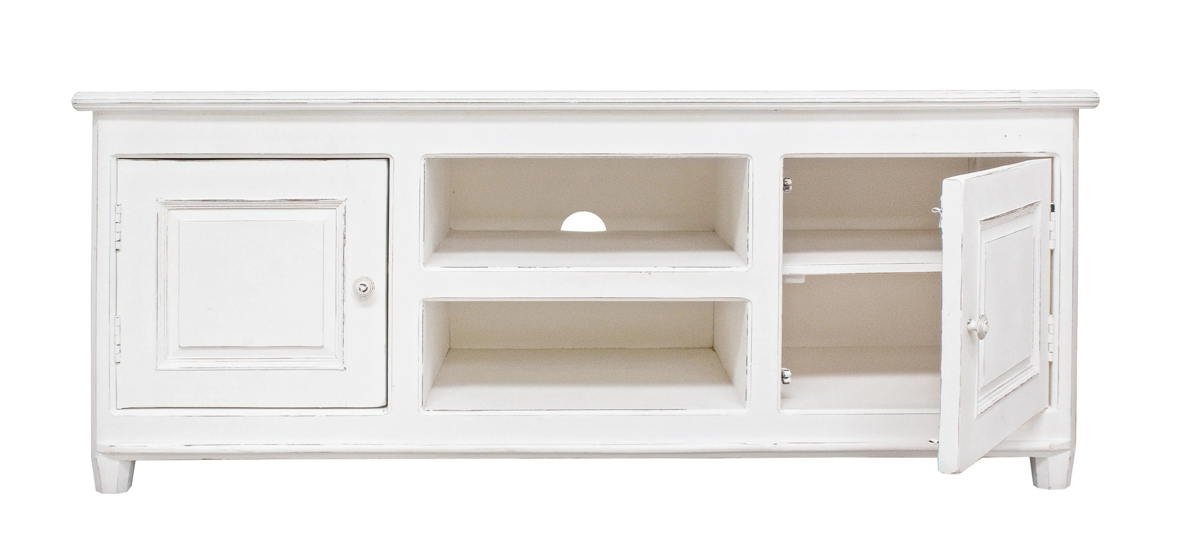 Credenza porta tv shabby chic in legno massiccio 2 ante