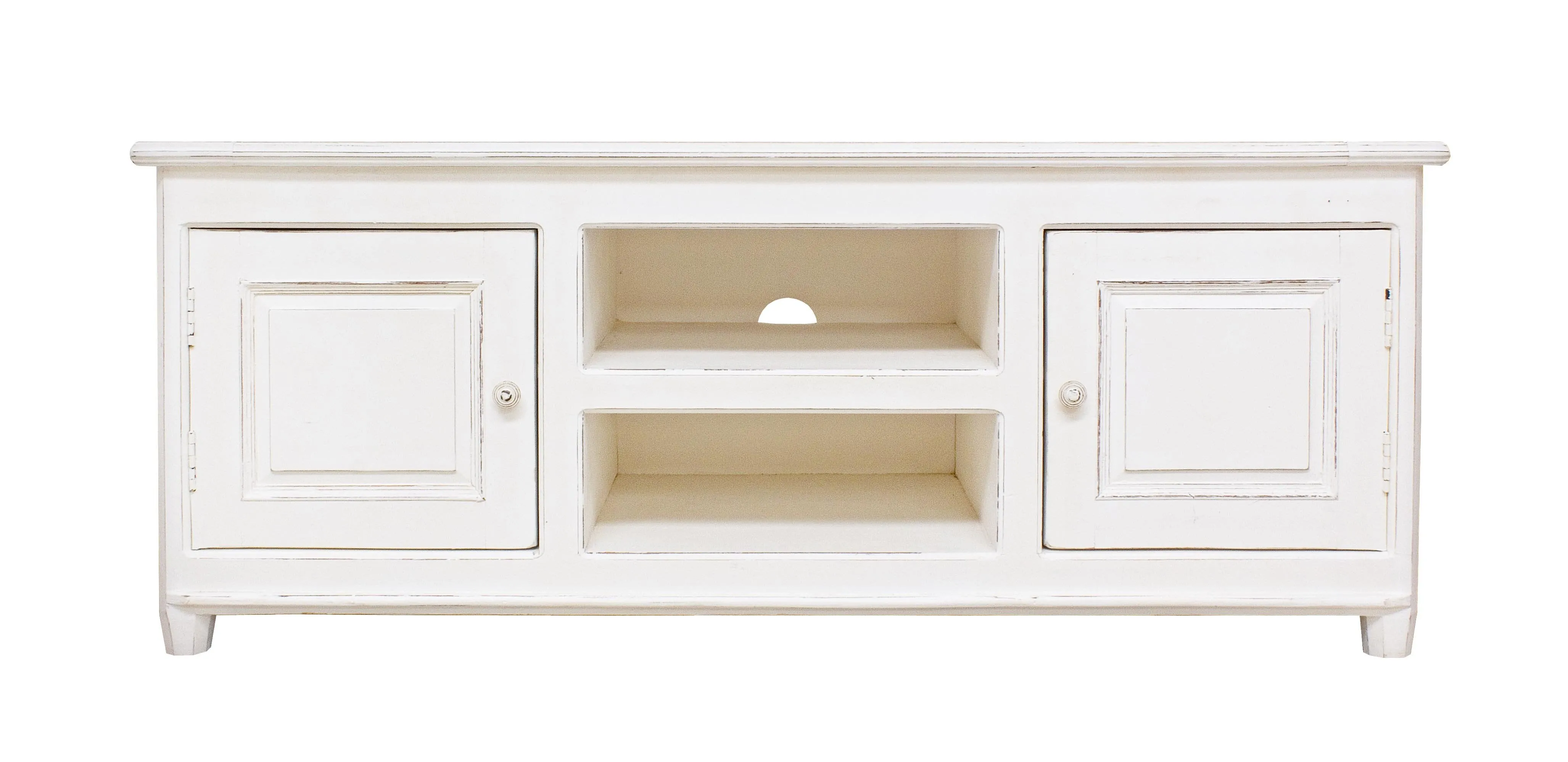 Credenza porta tv shabby chic in legno massiccio 2 ante