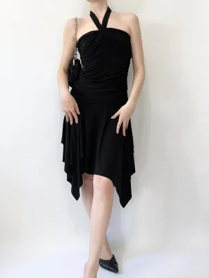 Dusk Handkerchief Halter Mini Dress (S)