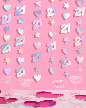 Finally 21 Garland - iridescent foil backdrop