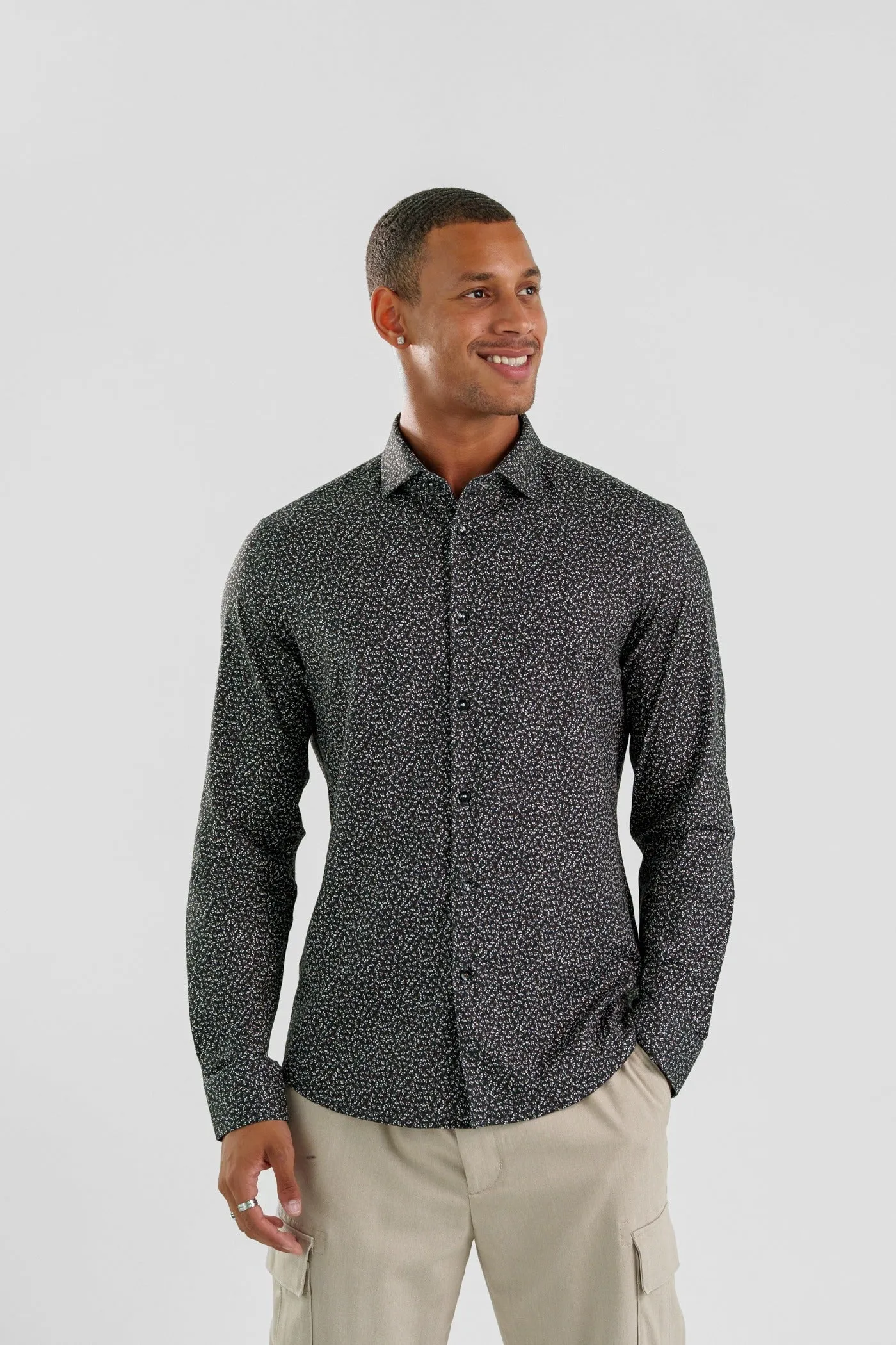 NOVA - Black Mini Ditsy Long Sleeve Shirt